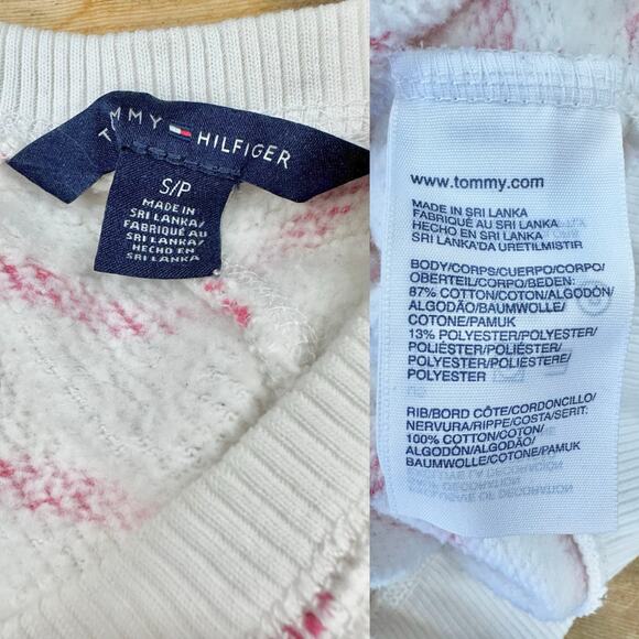 Tommy Hilfiger white & pink stripe lace up sweater Size Small Coastal Preppy y2k - Picture 4 of 14
